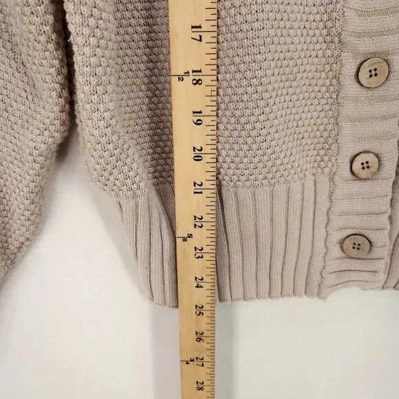 Free People Cardigan Sweater Hailee Cardi Chunky Knit Button Up Beige Size XS - Picture 11 of 14
